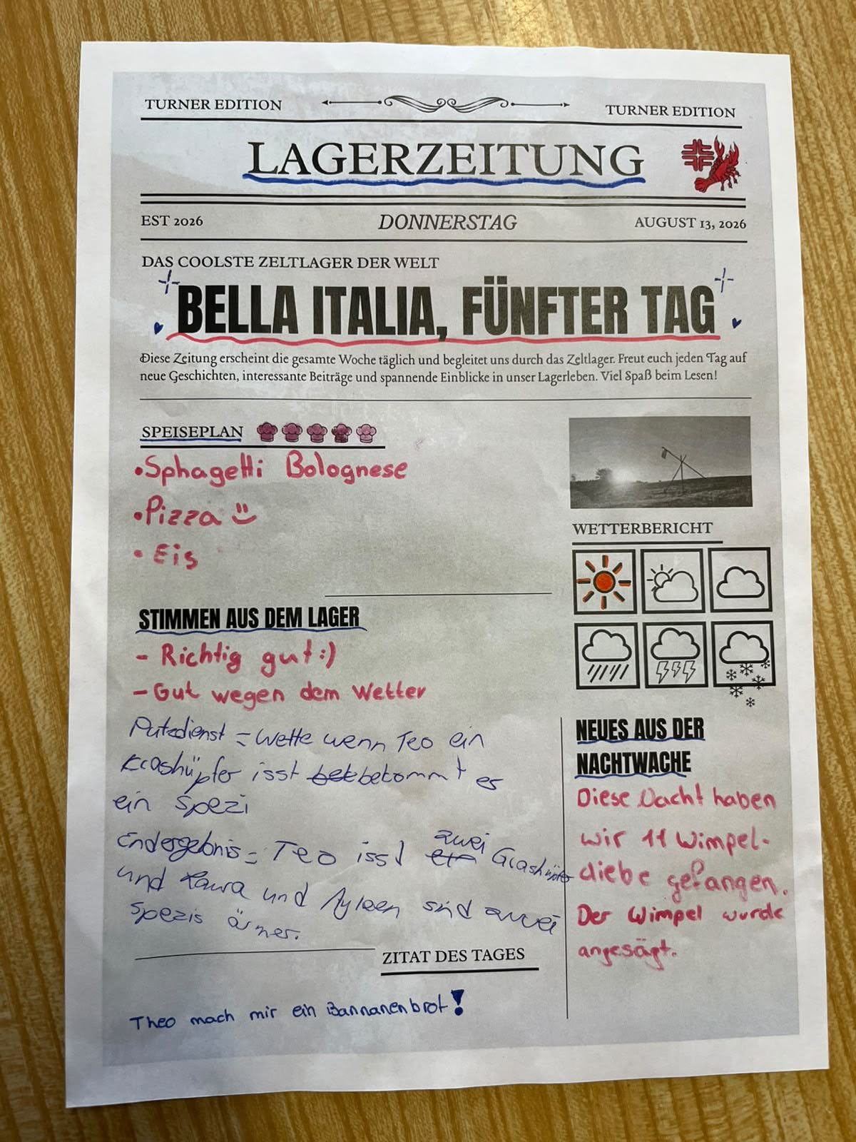 Lagerzeitung Donnerstag