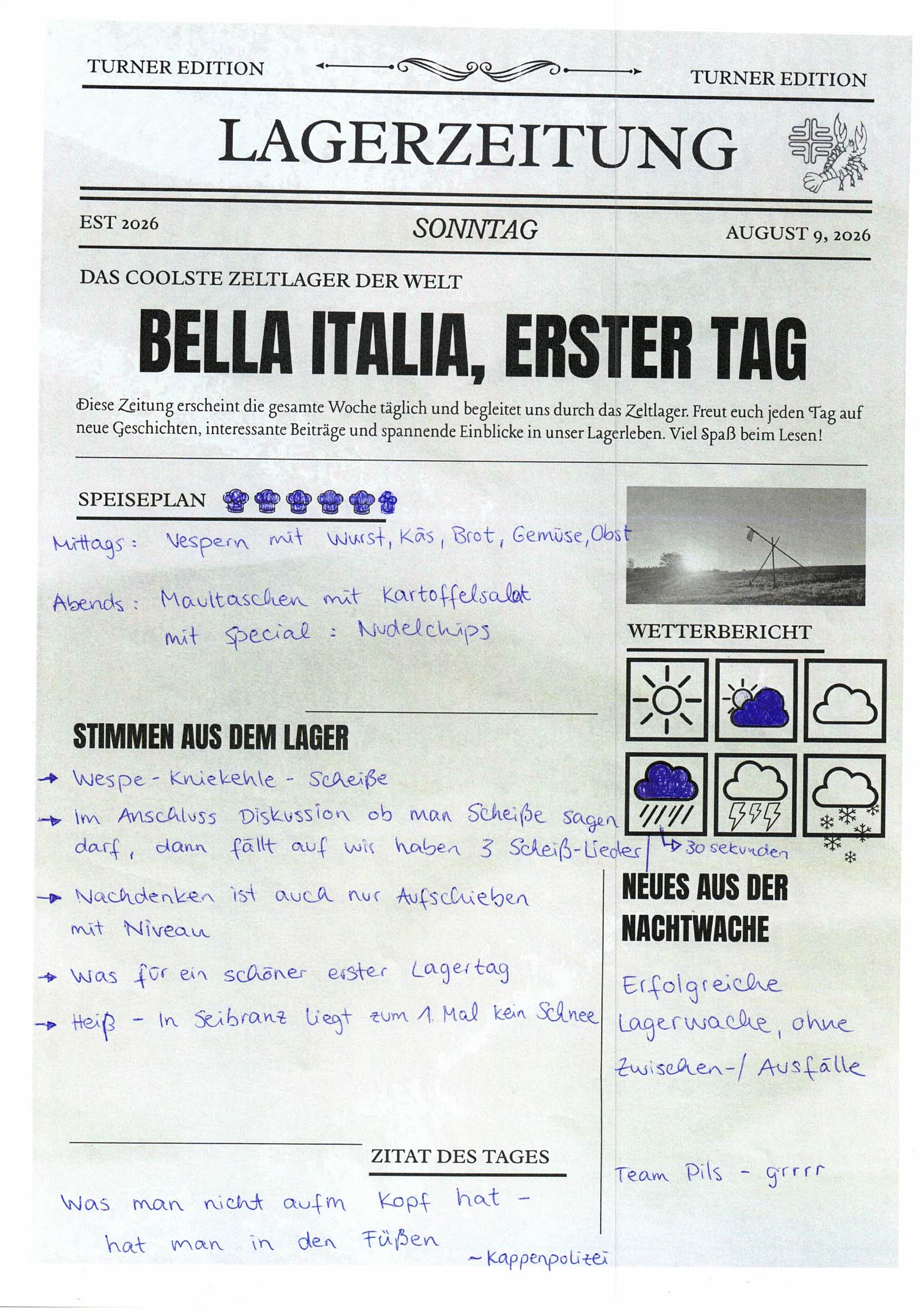 Lagerzeitung Sonntag